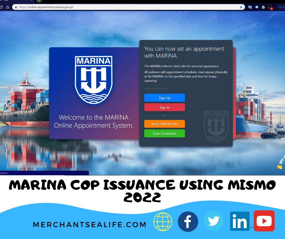 MARINA COP Issuance Using MISMO 2022 - Merchant Sea Life